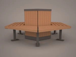 teakwood tree bench 3D Model