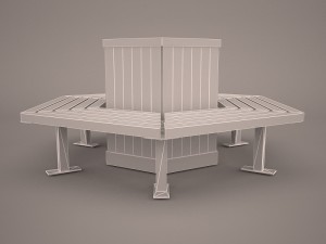 teakwood tree bench 3D मॉडल