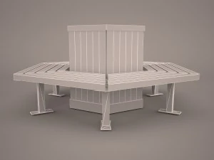 teakwood tree bench 3D Model