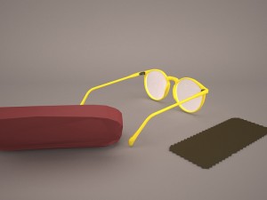 glasses with case 3D 模型