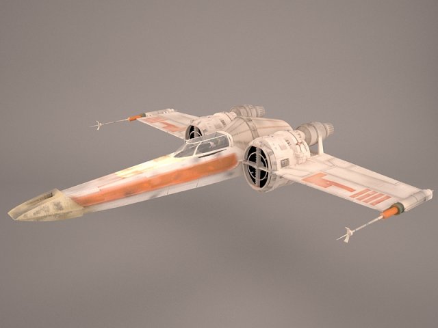x-wing starfighter and r2d2 star wars 3D Model .c4d .max .obj .3ds .fbx .stl .blend 