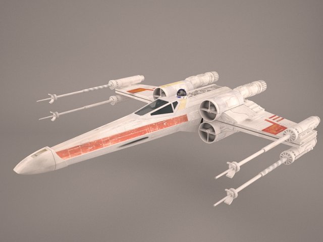 x-wing starfighter and r2d2 star wars Model 3D .c4d .max .obj .3ds .fbx .stl .blend 