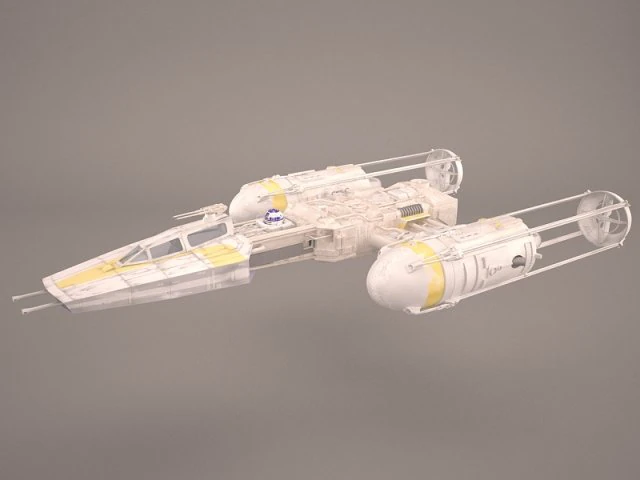 y-wing starfighter and r2d2 star wars 3D Model .c4d .max .obj .3ds .fbx .stl .blend 