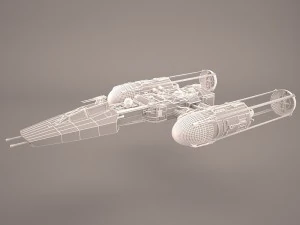 y-wing starfighter and r2d2 star wars 3D Model
