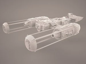 y-wing starfighter and r2d2 star wars 3D Model
