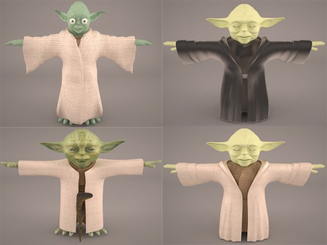 star wars yoda collection 3D 模型 .c4d .max .obj .3ds .fbx .stl .blend 