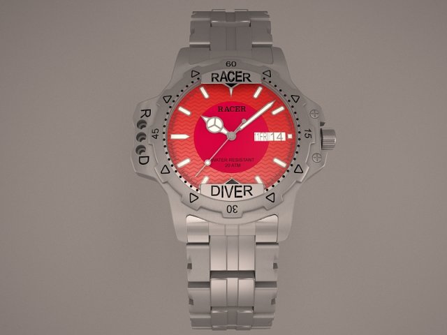 racer diver watch 3Dモデル .c4d .max .obj .3ds .fbx .stl .blend 