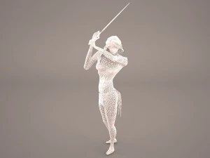 girl in forest with magical stick warrior woman women 3D Model