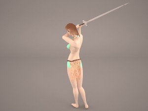 girl in forest with magical stick warrior woman women 3D Модель