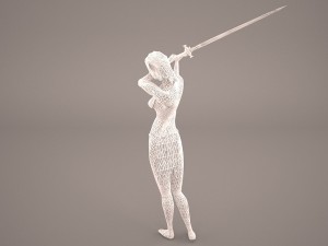 girl in forest with magical stick warrior woman women 3D Модель