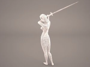 girl in forest with magical stick warrior woman women 3D Model
