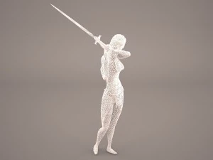 girl in forest with magical stick warrior woman women 3D Model
