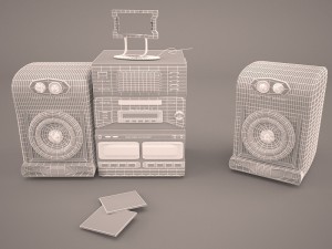 retro boombox sharp 3D-Modell