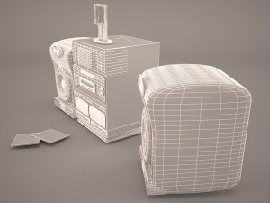 retro boombox sharp 3D-Modell