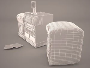 retro boombox sharp 3D Model