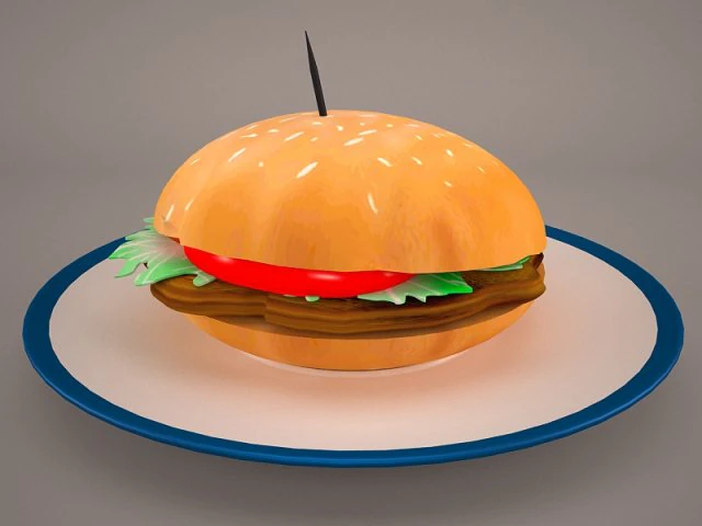 hamburger 3D Model .c4d .max .obj .3ds .fbx .stl .blend 