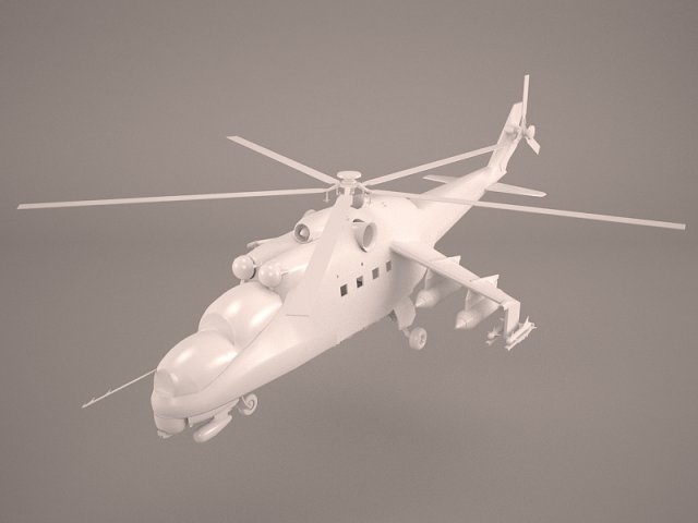 russian attack helicopter mil mi-24b 3D Model .c4d .max .obj .3ds .fbx .stl .blend 