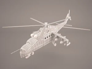 russian attack helicopter mil mi-24b 3D Model
