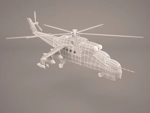 russian attack helicopter mil mi-24b 3D Model