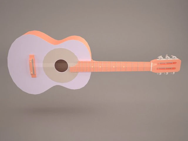 acoustic guitar 3D Model .c4d .max .obj .3ds .fbx .stl .blend 
