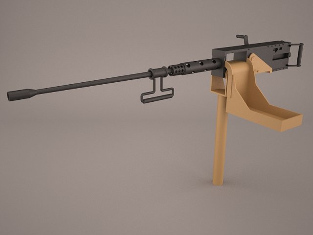 machine browning m2hb mounted 3D Model .c4d .max .obj .3ds .fbx .stl .blend 
