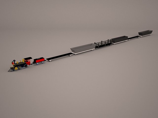 steam train and caboose Model 3D .c4d .max .obj .3ds .fbx .stl .blend 