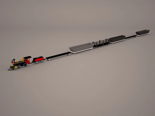 steam train and caboose 3D Model .c4d .max .obj .3ds .fbx .stl .blend 