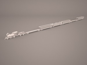 steam train and caboose Model 3D