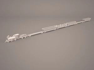 steam train and caboose 3D Model