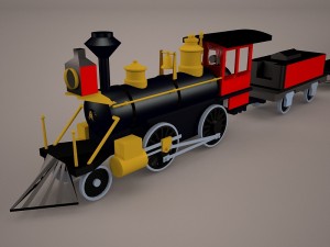 steam train and caboose Model 3D