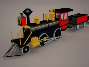 steam train and caboose 3D Model