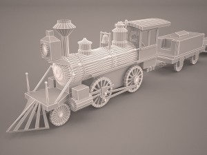 steam train and caboose Model 3D