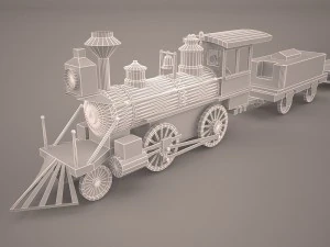 steam train and caboose 3D Model