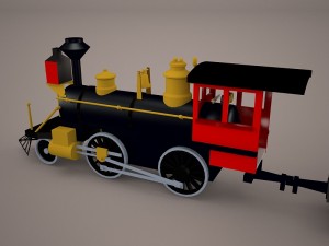 steam train and caboose Model 3D