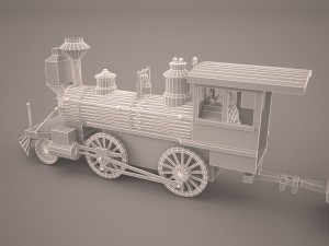 steam train and caboose Model 3D