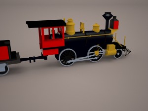 steam train and caboose Model 3D
