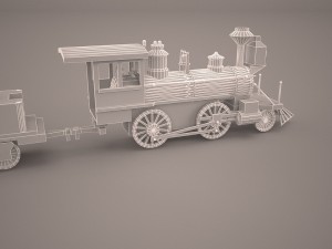 steam train and caboose Model 3D