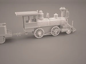 steam train and caboose 3D Model