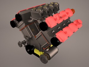 turbocharged v8 engine 3D 模型