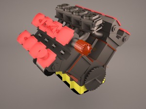turbocharged v8 engine Model 3D