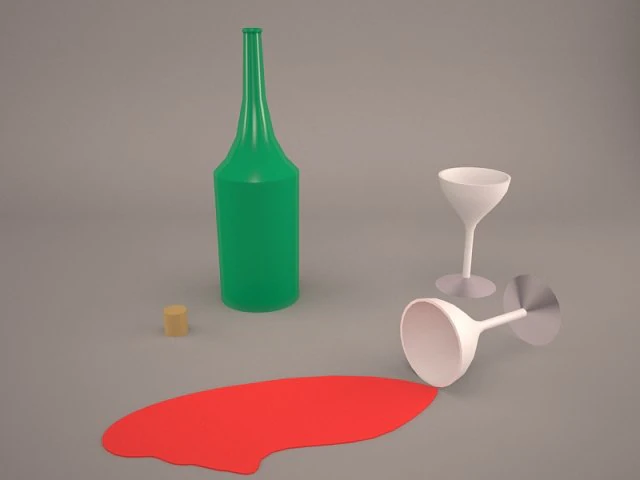 bottle glass of wine 3D Model .c4d .max .obj .3ds .fbx .stl .blend 