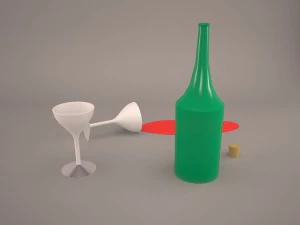 bottle glass of wine 3D Model