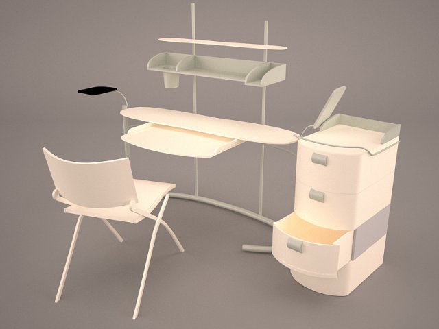 computer desk Model 3D .c4d .max .obj .3ds .fbx .stl .blend 