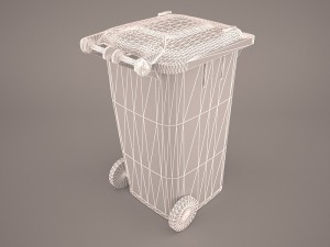 Wheeled recycling container with lid Model 3D
