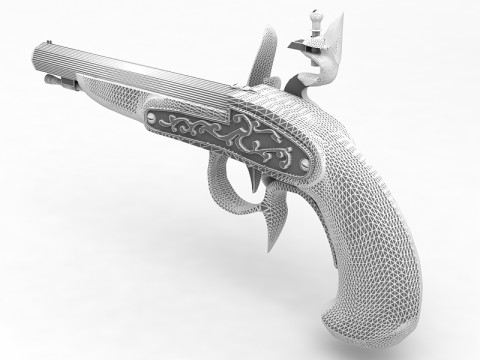 Buccan Flintlock Pistol 3D Model