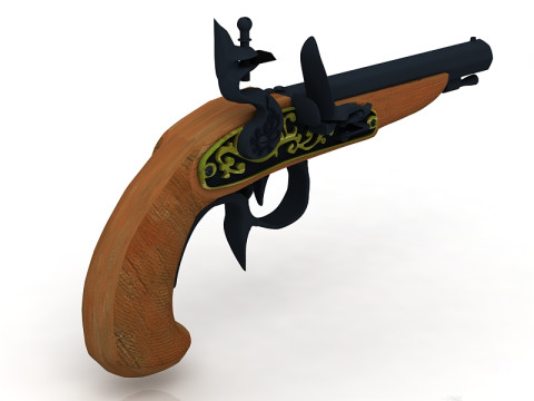 Buccan Flintlock Pistol 3D Model