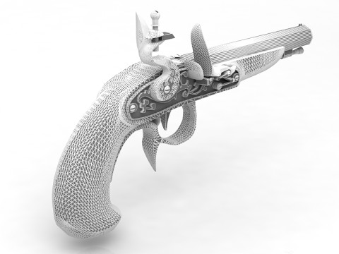 Buccan Flintlock Pistol 3D Model