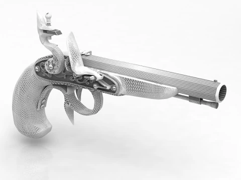 Buccan Flintlock Pistol 3D Model