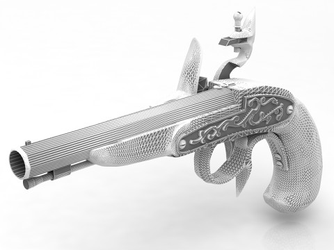 Buccan Flintlock Pistol 3D Model