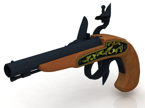 Buccan Flintlock Pistol 3D Model